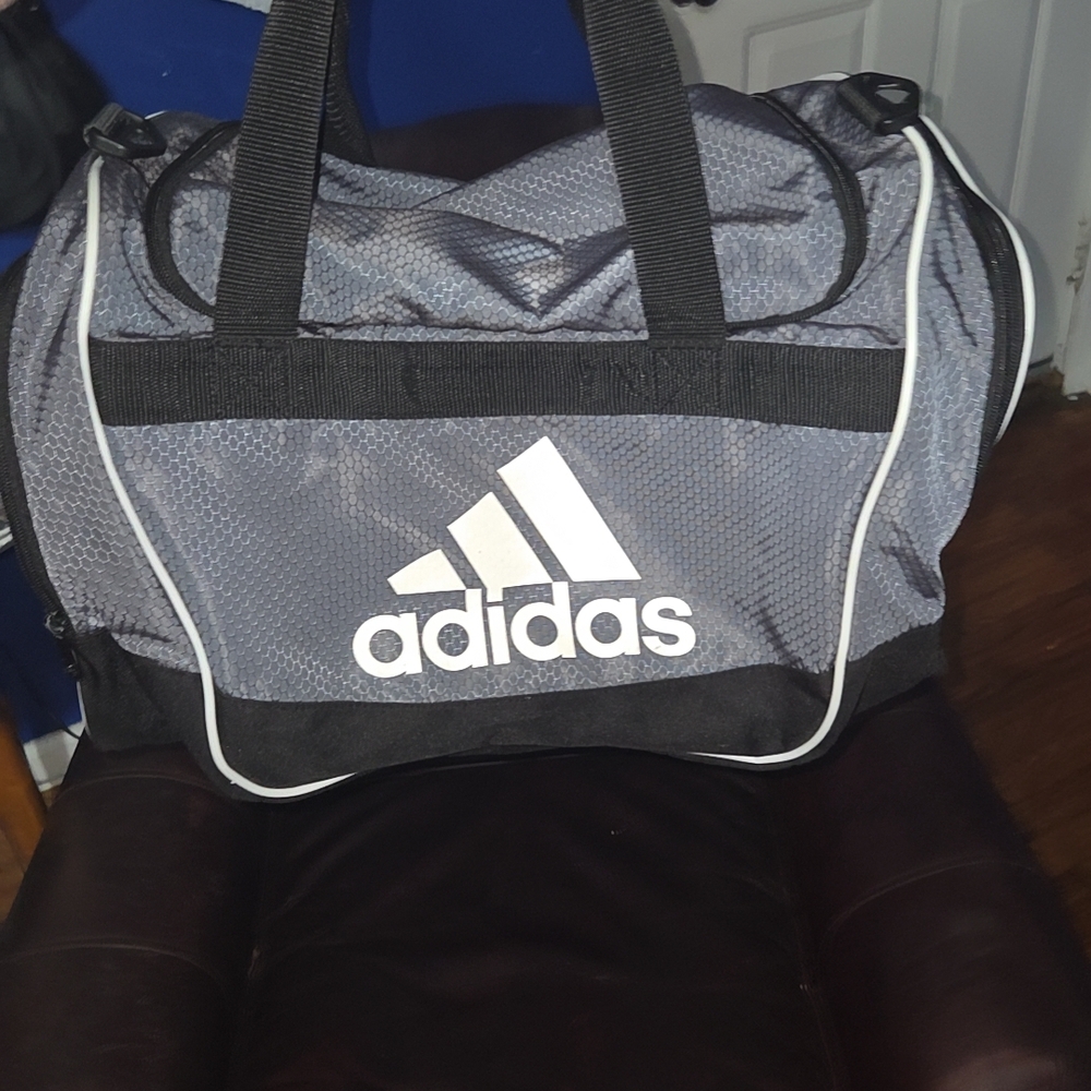 Adidas Black and Gray Duffel Bag